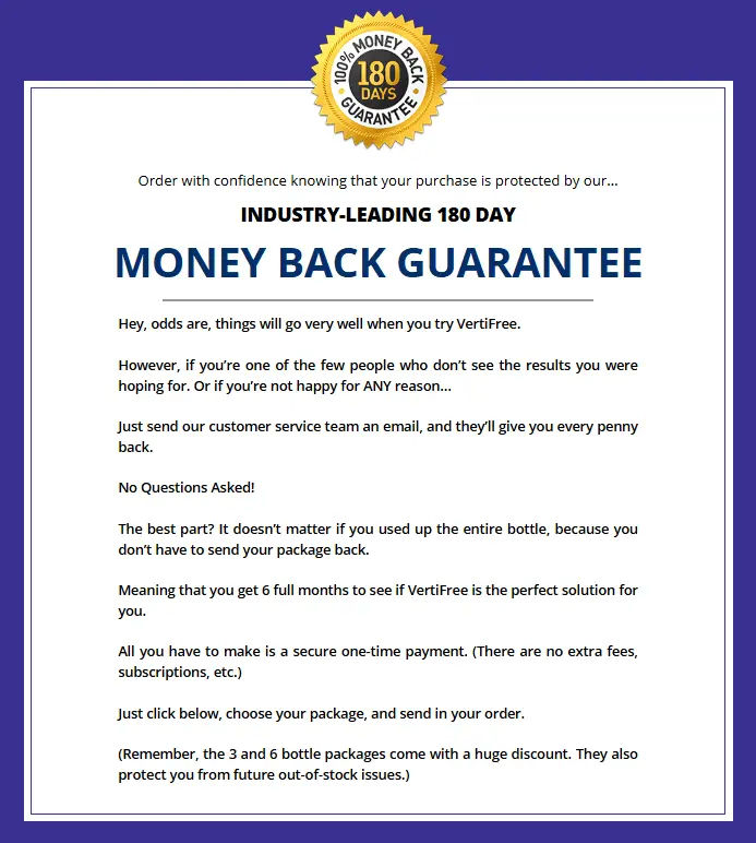 vertifree moneyback